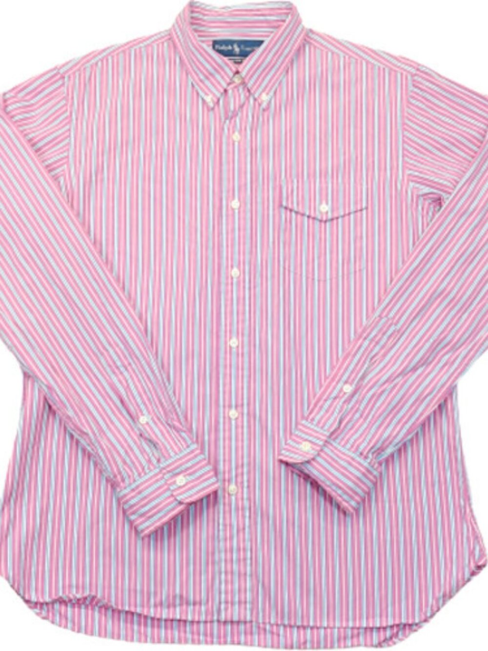 Ralph Lauren Custom Fit Colorful Striped Cool Cotton Button Down Shirt Mens M